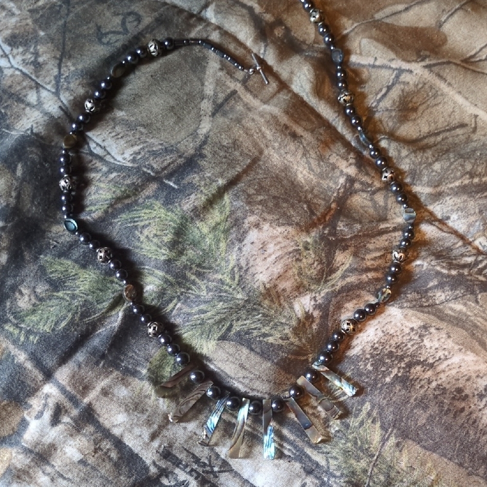 Elegant Silver and Black Beaded Necklace